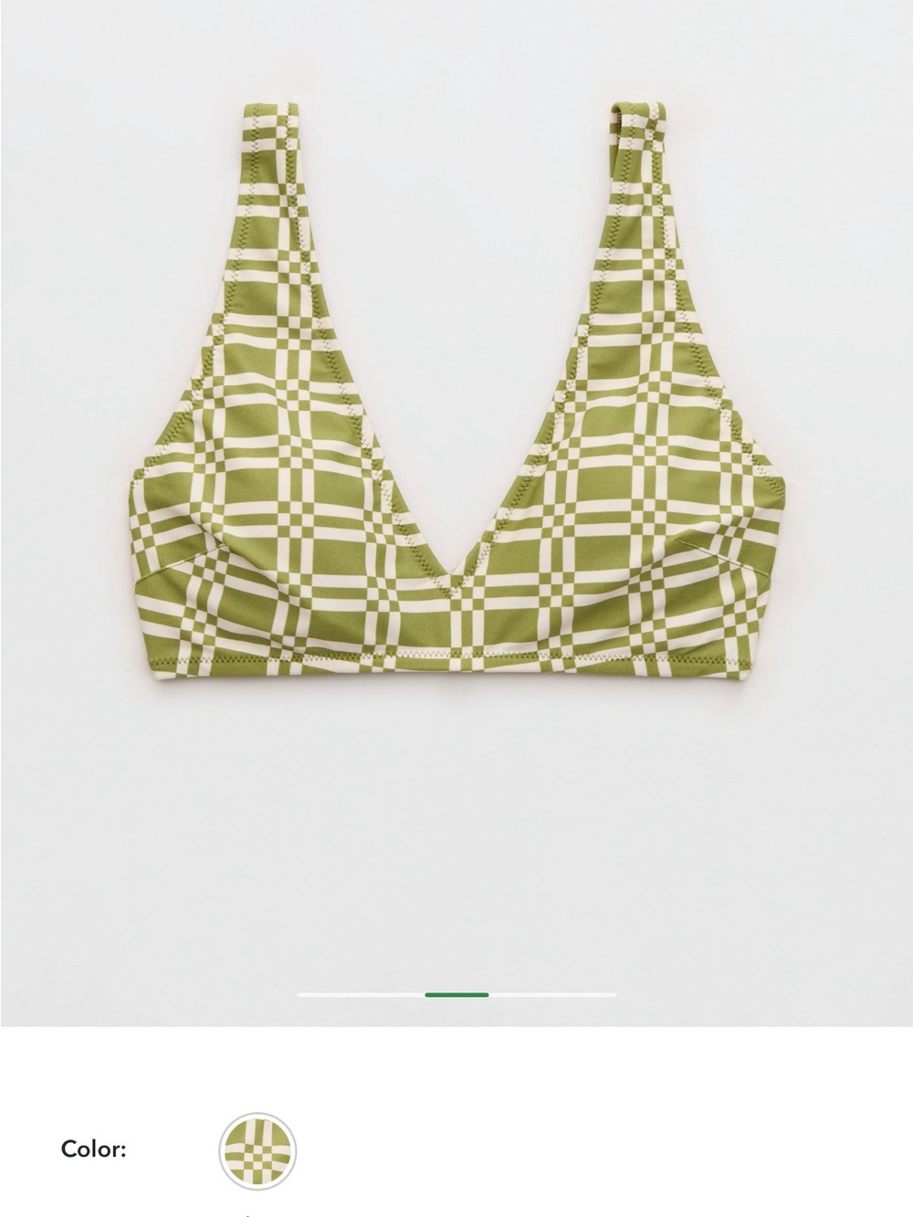 Aerie Check V-Neck Bikini Top